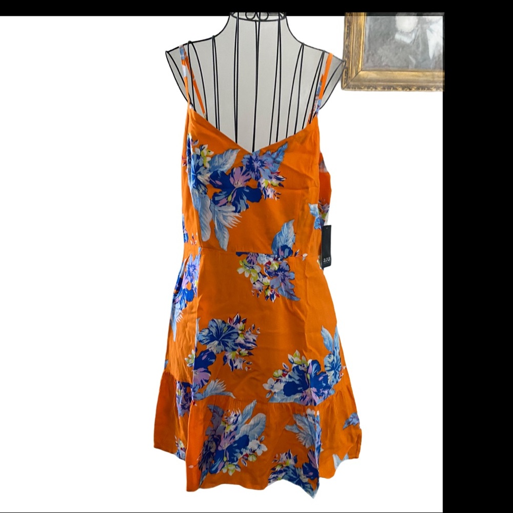a.n.a. orange sundress with floral print, size M.